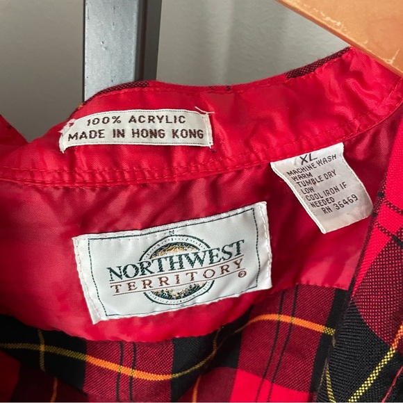 Vintage Northwest Territories Plaid Tartan Red Black Grunge Rocker Size XL - Picture 10 of 14